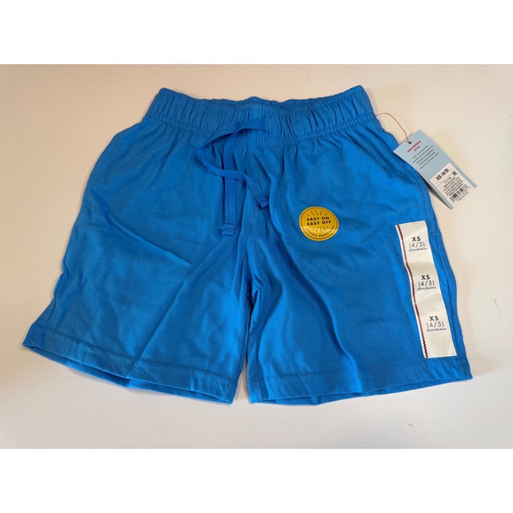 Cat & Jack Boy Pull-On Shorts Bright Blue Size XS 4/5 NWT Drawstring Jersey Knit